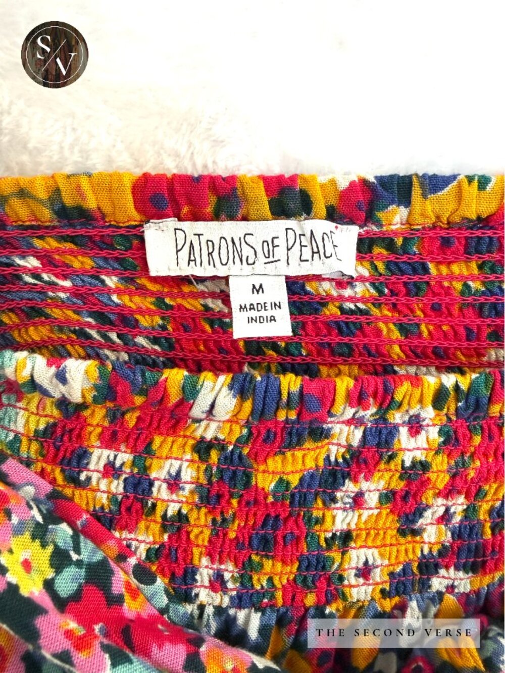 Patron of Peace Floral Tie Front Smocked Waist Mini Skirt Multicolored Medium - Picture 8 of 8